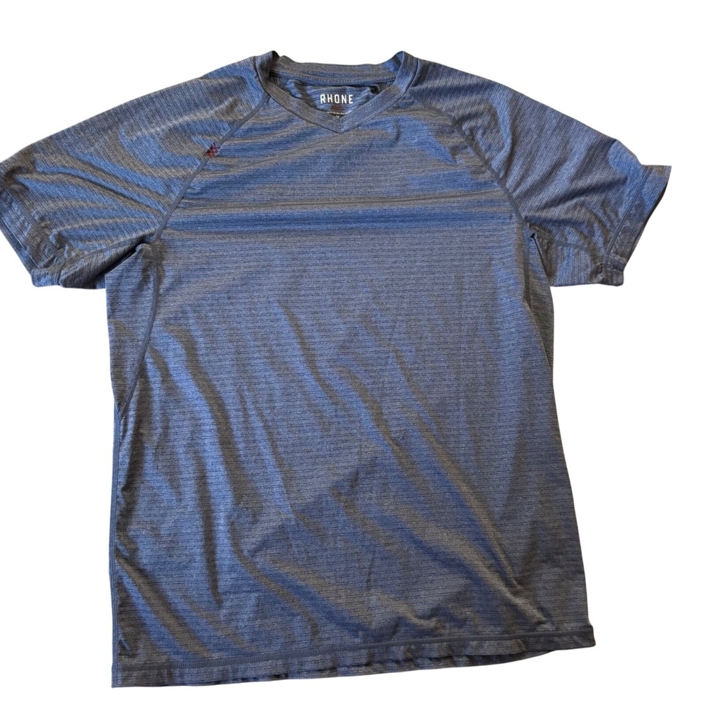 Rhone STH-182 Men's Stretchy V-Neck Athletic‎ Shirt Size Medium Blue